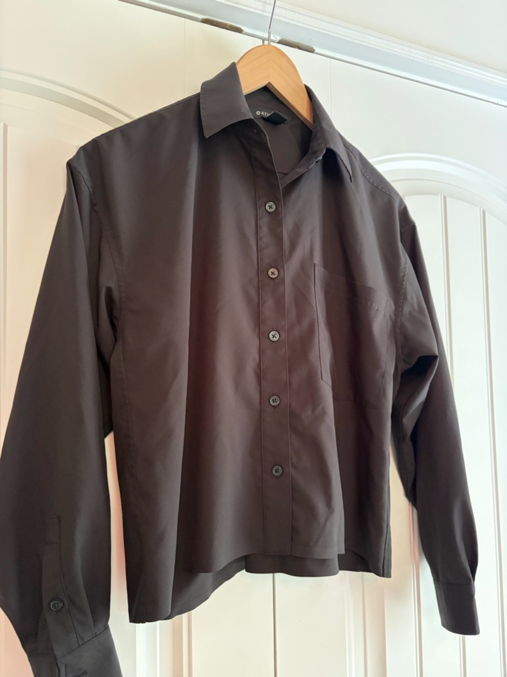 Athleta Cropped Stretch Tech Top Women's Size XS Black Button Down Long Sleeves - Picture 4 of 11